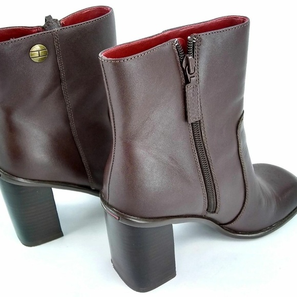 Tommy Hilfiger Brown Leather Gracie Low Boots 7.5 - Picture 4 of 8